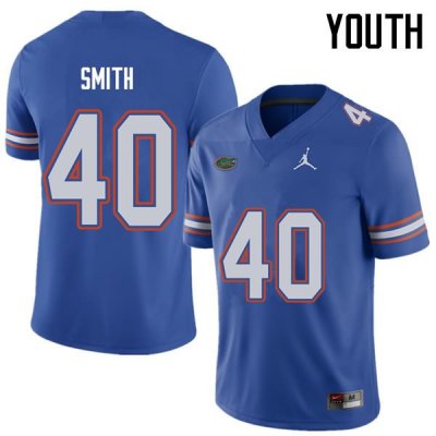 Youth Florida Gators #40 Nick Smith NCAA Jordan Brand Royal Authentic Stitched College Football Jersey AWU4462BB